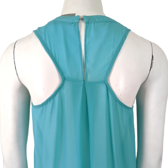 Anthropologie Maeve Pleated Racerback Shift Dress Womens Medium Petite Chiffon - Picture 9 of 14